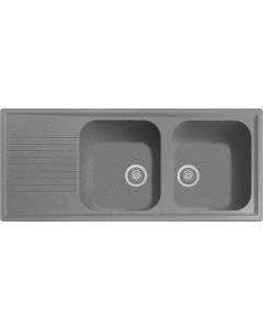 Lavello Cucina Incasso 2 Vasche Gocciolatoio 116 cm Titanio PL1162UM42