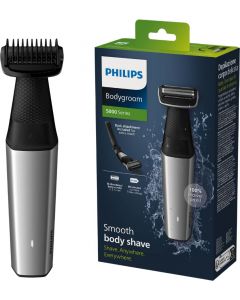 BODYGROOM Rasoio Elettrico per Corpo + Accessorio Nero/Argento BG5021/15