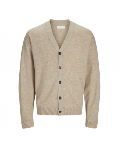 JACK JONES CCLAMBSWOOL KNIT CARDIGAN OATMEAL/MELANGE