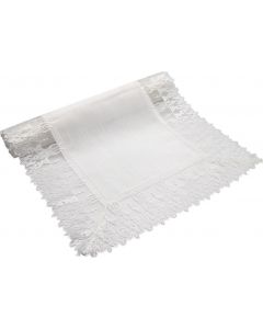 Runner rettangolare 40x130 cm bordo pizzo macramè Crema - 18C-49