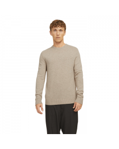 JACK JONES CCLAMBSWOOL KNIT CREW NECK LN OATMEAL/MELANGE