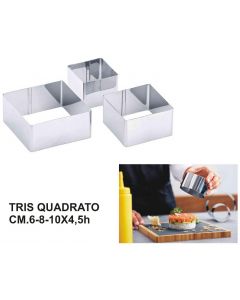 Coppa Pasta Quadrati Set 3 pezzi cm 6-8-10x4.5h O4008