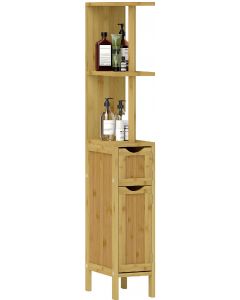 Colonna Bagno con Ripiani Aperti e Armadietti 18x30x120cm Legno NDJ43H