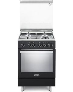 Cucina Gas 4 Fuochi Forno Elettrico Ventilato 60x60 Inox Nero PEMA64L