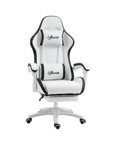 Sedia da Gaming Altezza Regolabile e Schienale Reclinabile Bianco/Nero