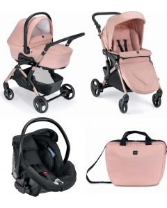 Fluido Easy Passeggino Trio 0-22 Kg + Carrozzina + Seggiolino Cuore Rosa