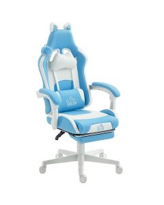 Sedia da Gaming Reclinabile con Poggiapiedi e Cuscini Bianco/Rosa