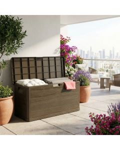 Cassapanca contenitore Baule da Esterno Resina 117x45x56 Marrone WOODY&#039S