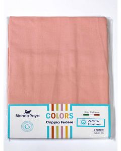 Coppia federe Cuscini letto 100 %Cotone 50x90 cm Pesca - Colors