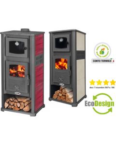 Stufa a Legna con Forno in Ghisa 11,3 kW 147 mc Rosso 841530 Kalorosa