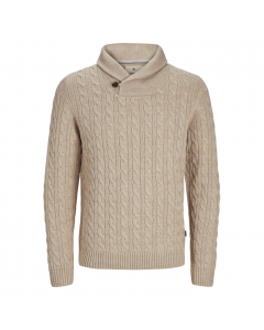 JACK JONES BLUCRASH KNIT SHAWL NECK PURE CASHMERE/MELANG