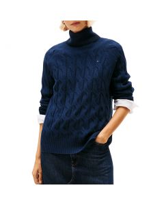 TOMMY HILFIGER SOFT WOOL CABLE ROLL-NK LS SWT