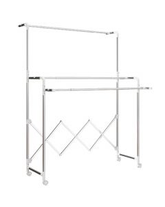 Stendibiancheria Pieghevole 3 Barre Regolabili in Acciaio Inox Argento