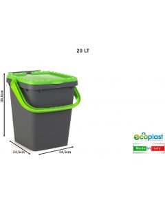 Pattumiera Bidoni Rifiuti Ecoplus lt 20 Coperchio Verde PL527443