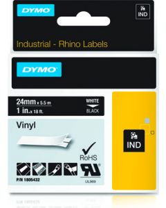 Nastro 24mmx 5 5m Vinile Bianco su Nero 1805432