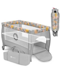 Lettino Culla Neonato da Campeggio da 0-3 Anni Grey Pink - Stefi Plus