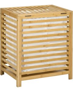 Cesto Portabiancheria Doghe Bamb&ugrave Tessuto 50x36x60 cm