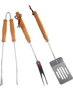 Posate Barbecue Pz. 3 Manico Legno - 00646