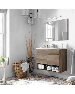 Mobile sotto lavabo bagno MDF/PVC 80x45x80h cm + Specchio 305110H