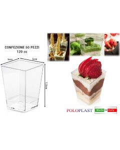 Mini Dessert Kubik cc 120 confezione 50 pezzi Trasparente L453