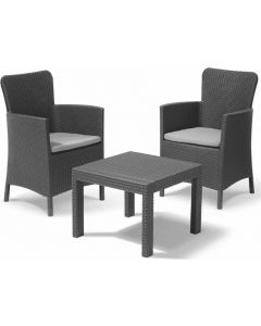 Set Giardino 2 Poltrone in PE Rattan con Tavolino Antracite Balcony set